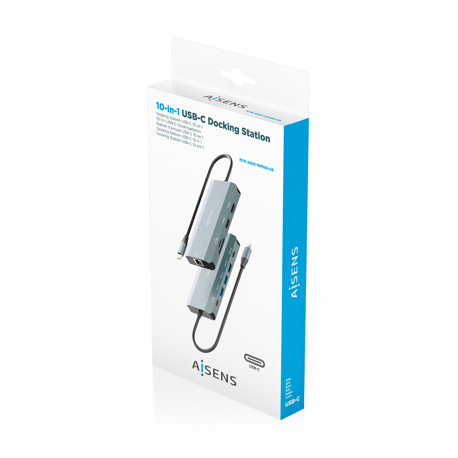 AISENS ASUC-10P052-GR laptop dock/port replicator Wired USB 3.2 Gen 1 (3.1 Gen 1) Type-C Grey – image 7