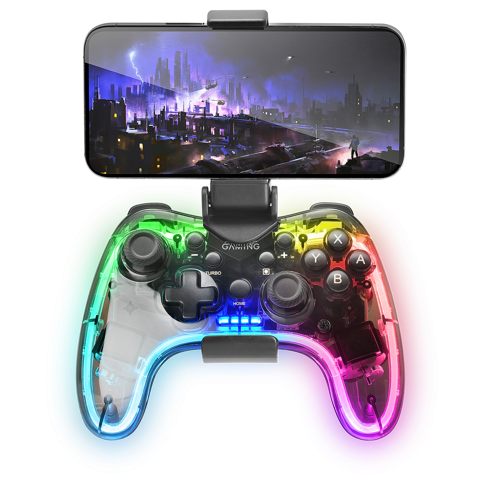 Mars Gaming MGP-BT Bluetooth 5.0 Gamepad Neon RGB Smartphone Adapter Gyroscope & Haptic Vibration Analog Joysticks Controller for Switch PC Mac Android iOS Rasp – image 5