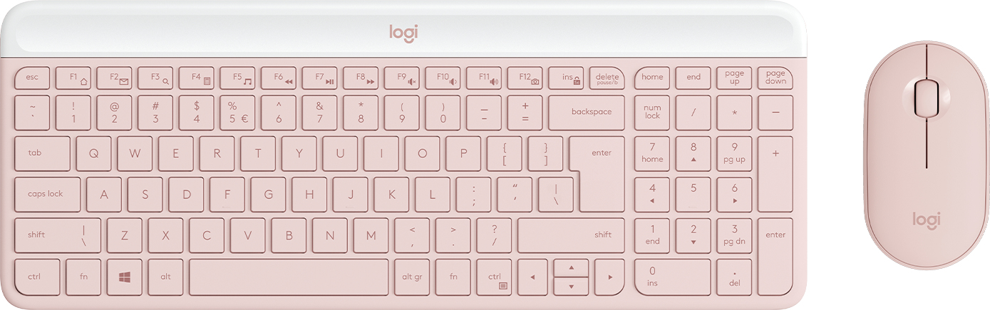 Logitech MK470 Slim Combo tangentbord Mus inkluderad RF Trådlös QWERTY Amerikanskt internationellt Rosa
