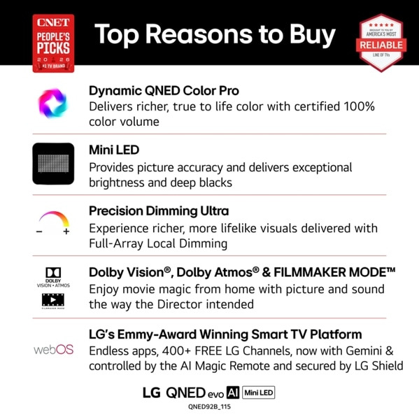 LG QNED evo AI MiniLED 115QNED92BU TV 2.92 m (115") 4K Ultra HD Smart TV Wi-Fi Black – image 5