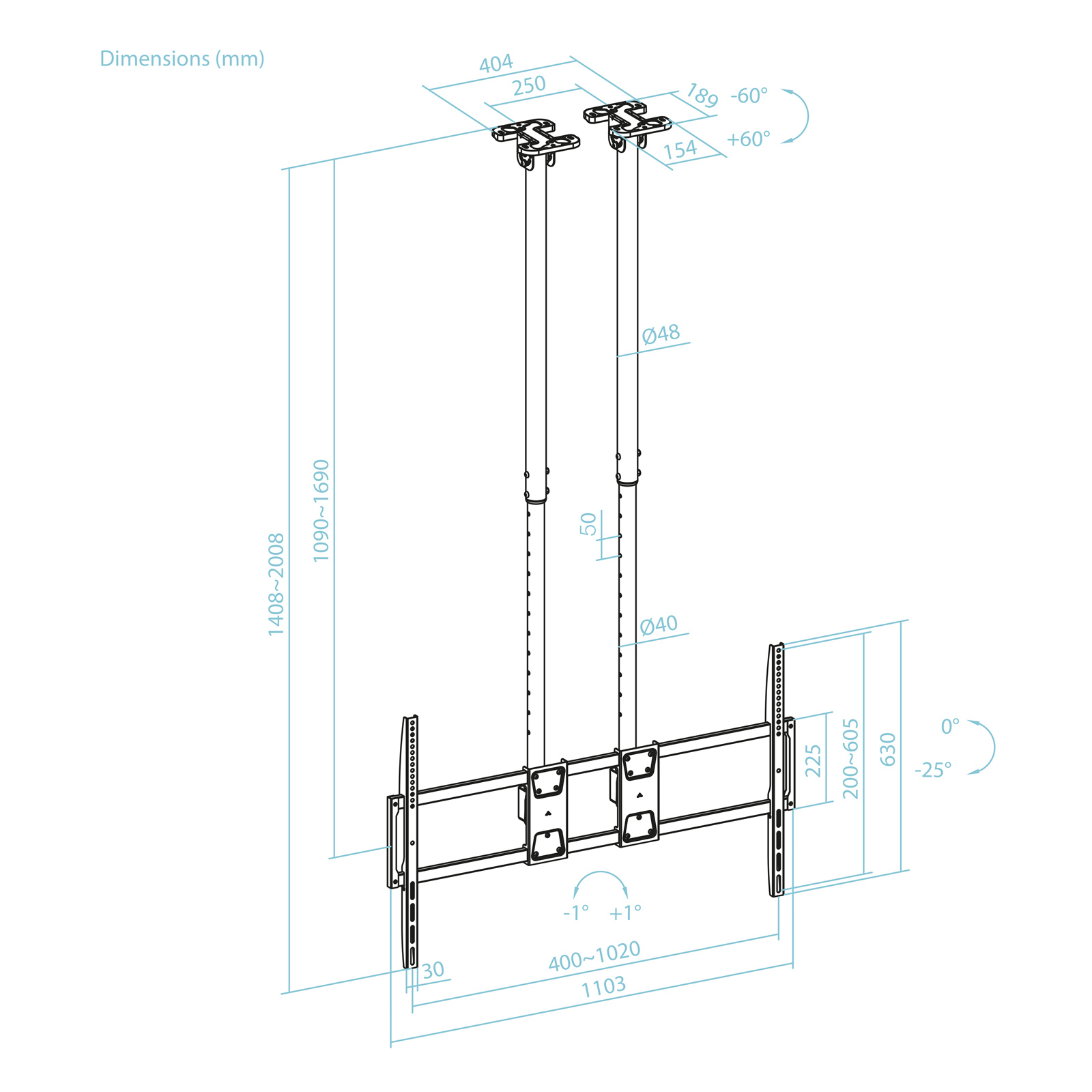TooQ LPCE11120TSLI-B TV mount/stand 3.05 m (120") Black – image 4