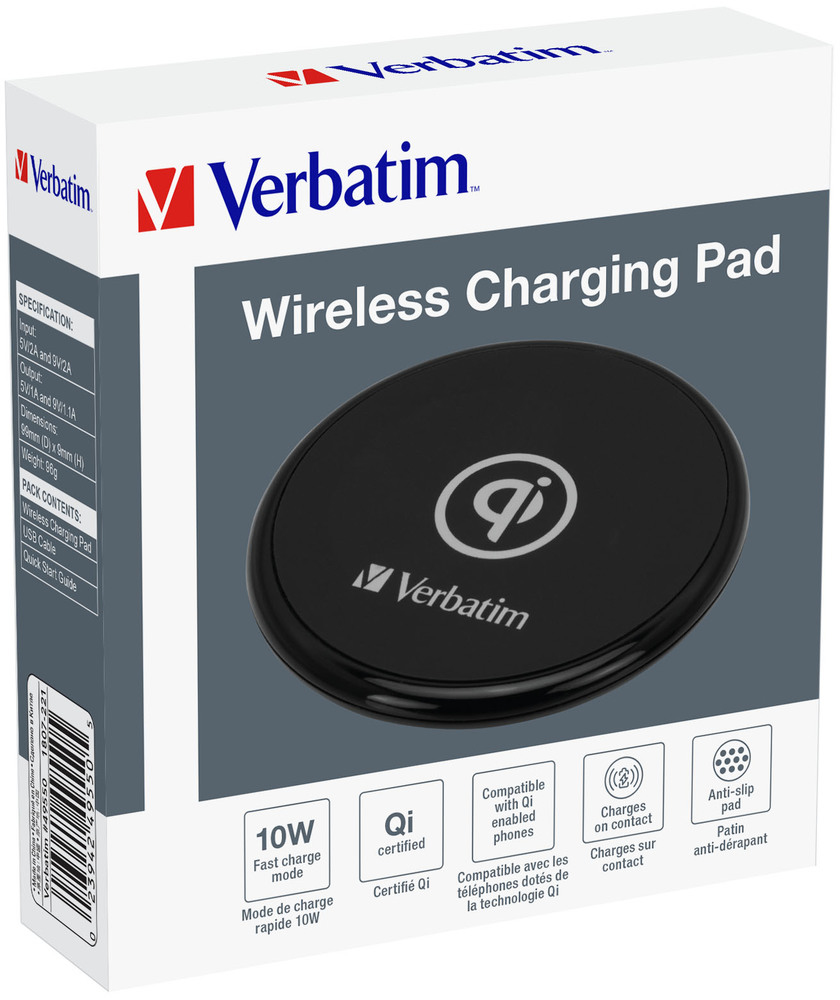 Verbatim 49550 mobile device charger Mobile phone Black USB Wireless charging Fast charging Indoor – image 3