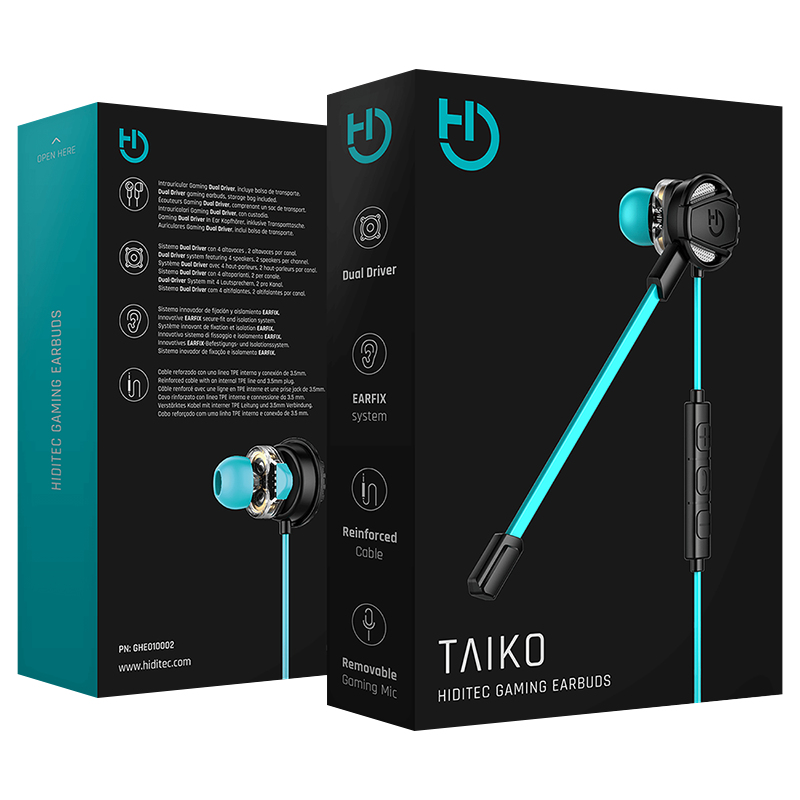Hiditec Taiko Headset Wired In-ear Gaming Black, Turquoise – image 6