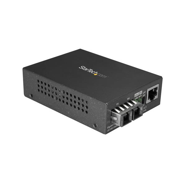 StarTech.com Multi-Mode (MM) SC Fiber Media Converter for 10/100/1000 Networks, Standalone Gigabit Ethernet to SC Fiber Converter, 850nm, 550m - TAA
