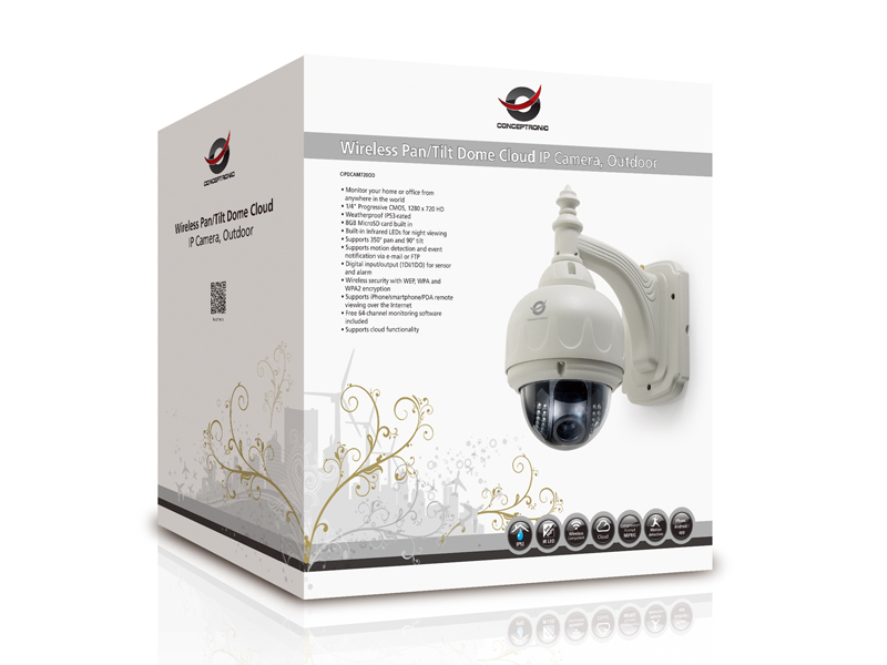 Conceptronic Wireless Pan/Tilt Dome Cloud IP Camera, Outdoor – image 4