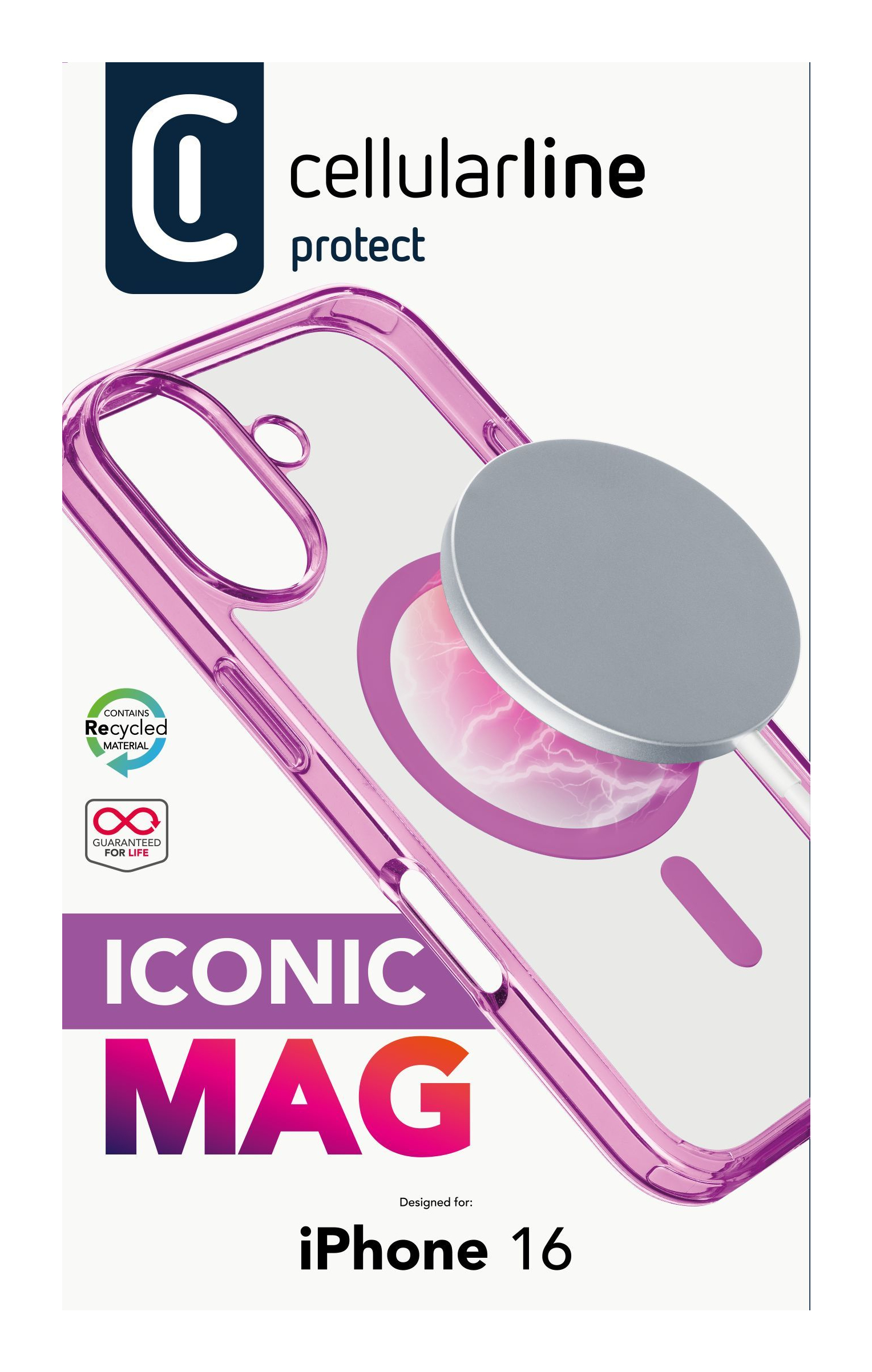 Cellularline Iconic Mag - iPhone 16 Transparent case with colored edges compatible with Magsafe ecosystem – image 2