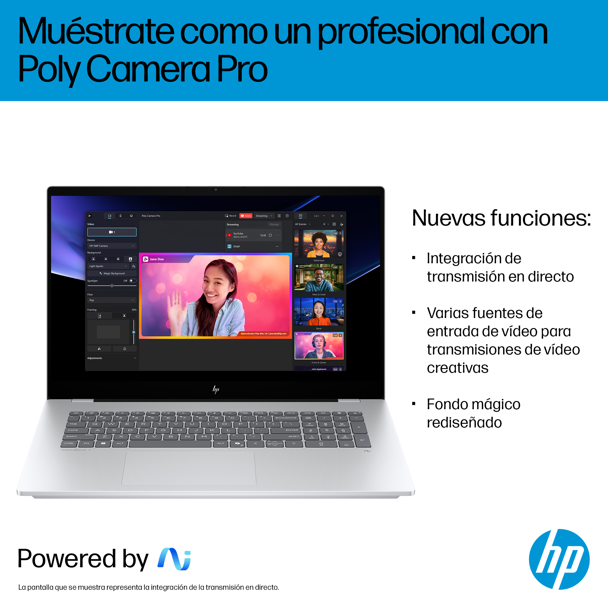 Portátil-HP OmniBook 7 NGAI 17-dc0003ns Copilot+ PC, 17,3" FHD, Intel® Core™ Ultra 258V, 32GB RAM, 1TB SSD, GeForce RTX 4050, Windows 11 Home, Plata - imagen 8