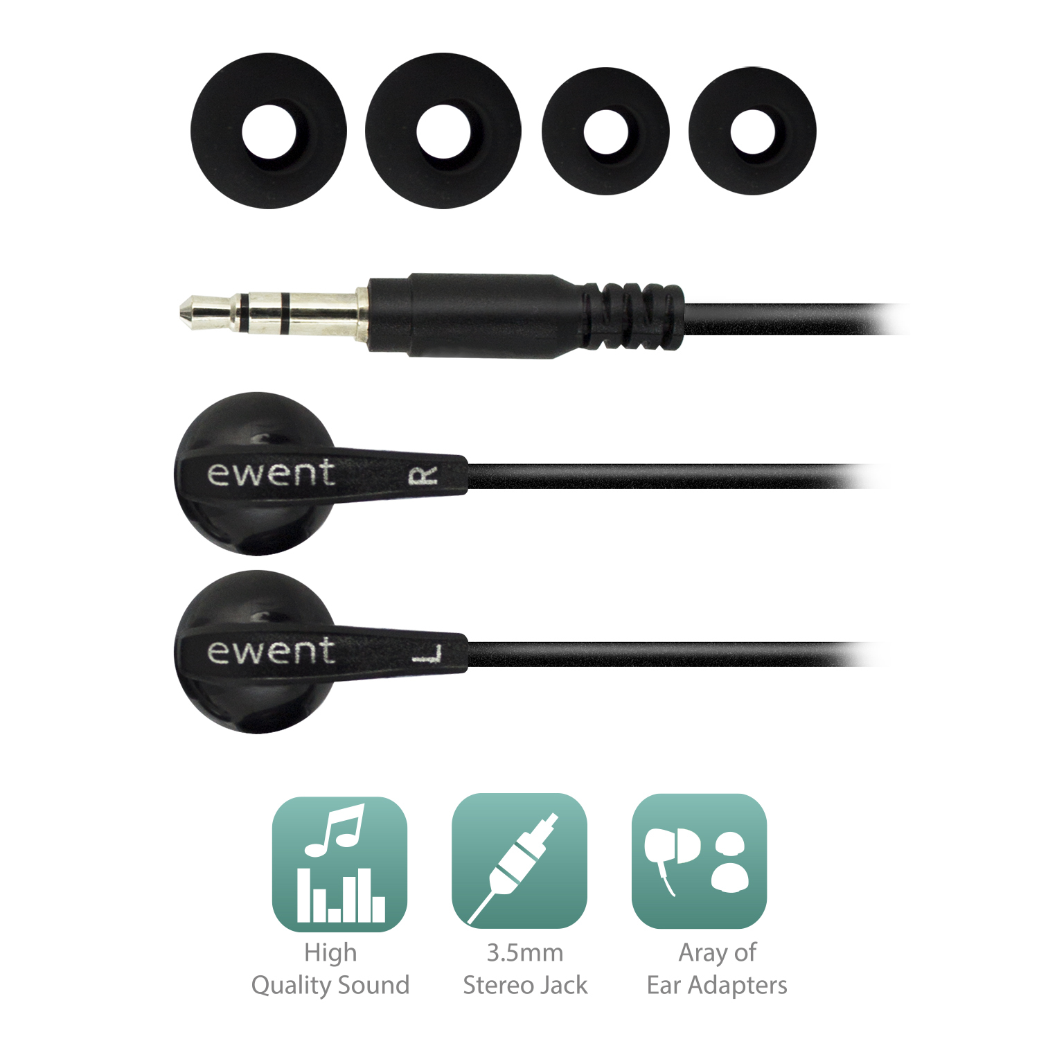 Ewent EW3584 headphones/headset Wired In-ear Music Black – image 3