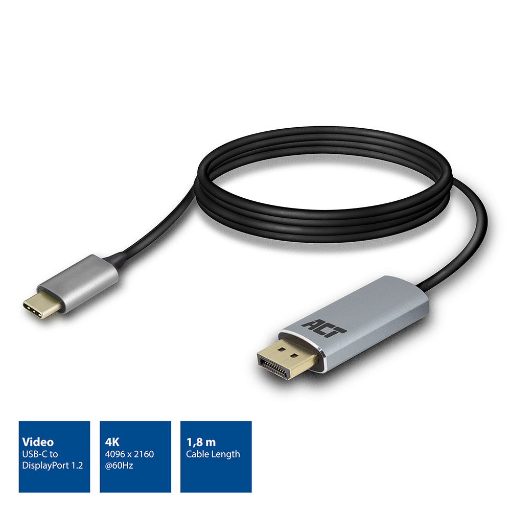 ACT USB-C to DisplayPort cable 1.8 meters