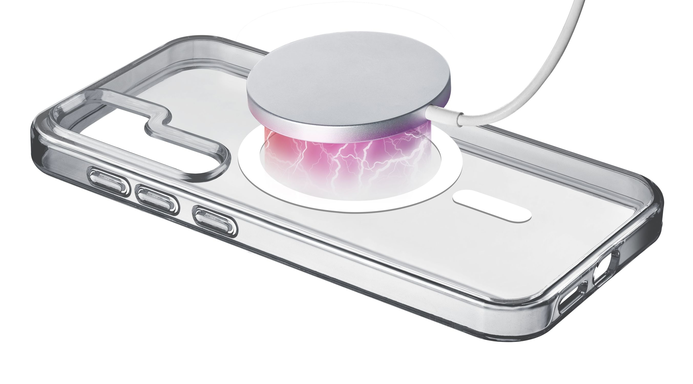 Funda móvil - CellularLine GLOSS MAG, Para Samsung Galaxy S25+, Carga inalámbrica, Transparente