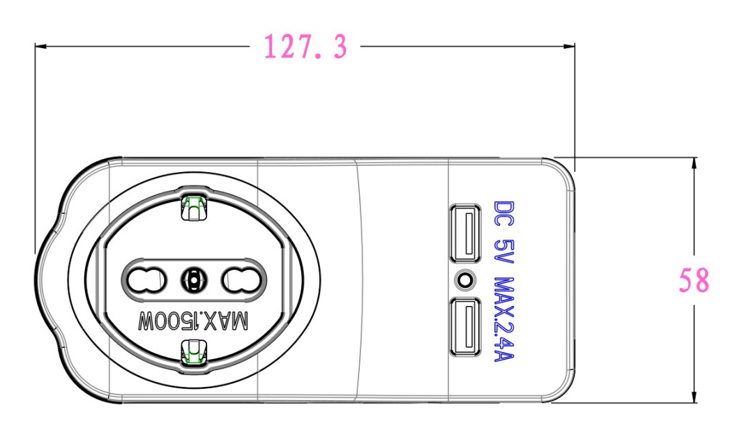 Resim Techly IUPS-PCP-LIGHT-USB Universal Güç Kவையை, 3 Soket, 2 USB, Tip L