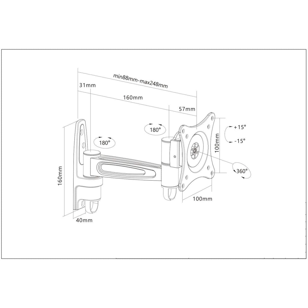 Manhattan Wall Mount for TV & Monitors (Tilt and Swivel 2 pivots), For screens – image 4