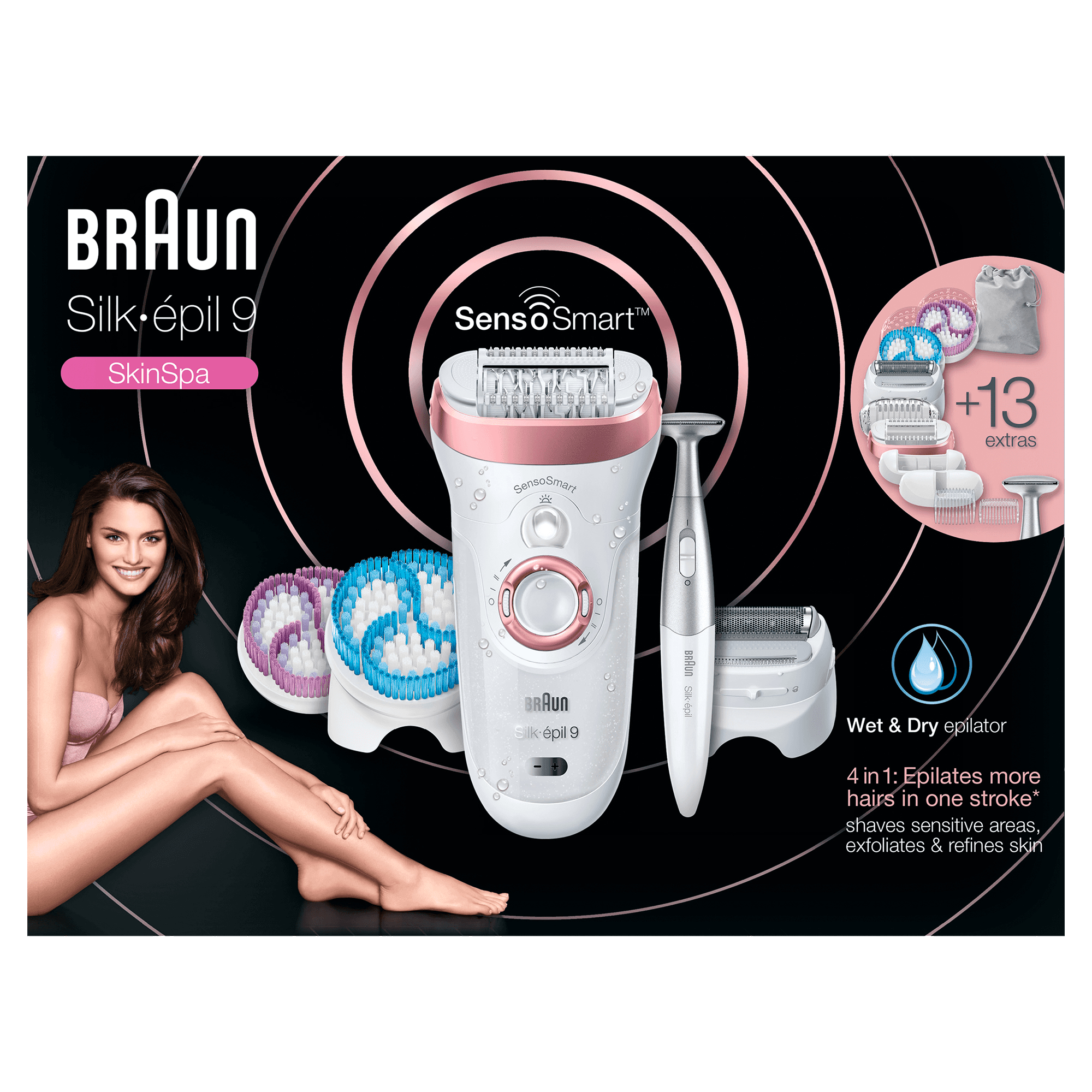 Braun Silk-épil 9 81646951 epilator 40 tweezers Rose gold, White – image 1