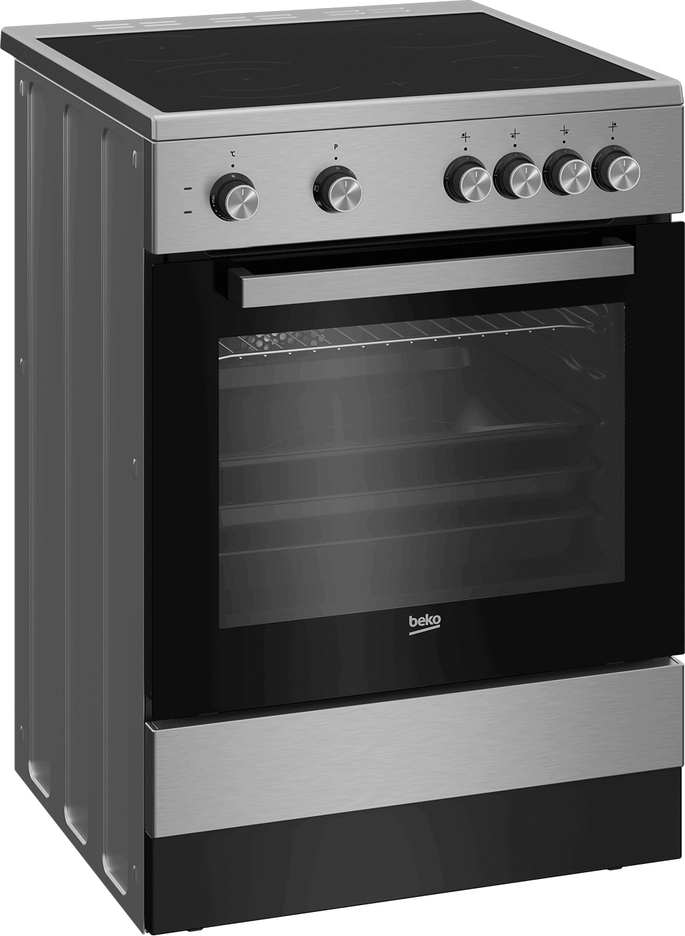 Beko FSM67010GX cooker Freestanding cooker Electric Ceramic hob Black, Stainless steel – image 2