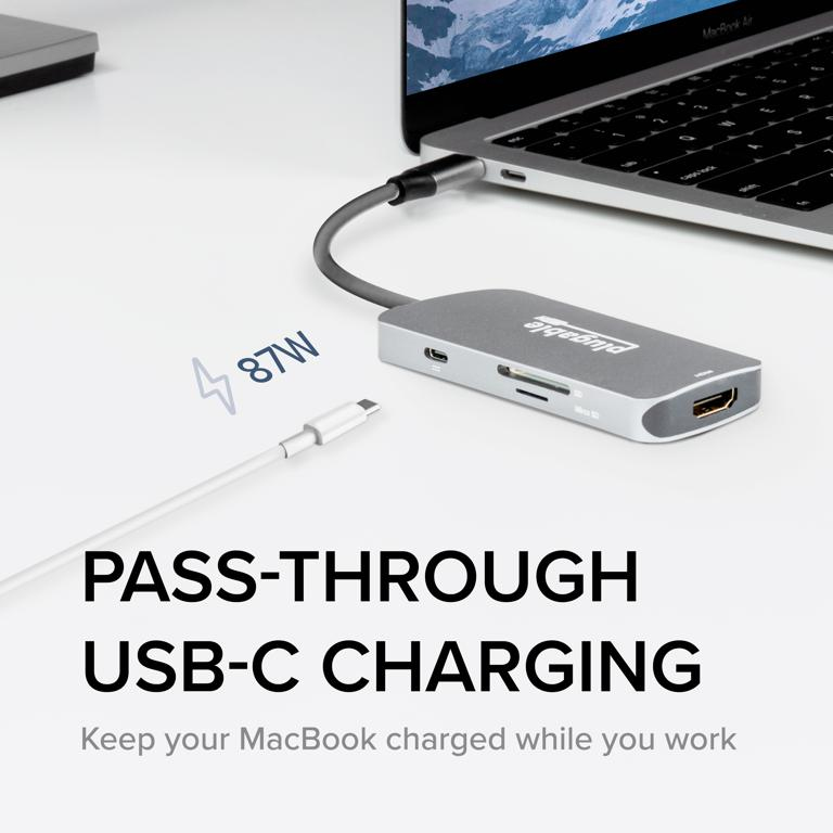 Plugable Technologies USB-C Hub 7-in-1, Driverless USB C Hub Compatible with Mac, Windows, Chromebook, USB4, Thunderbolt 4, and More (4K HDMI, 3 USB 3.0, SD & m – image 5