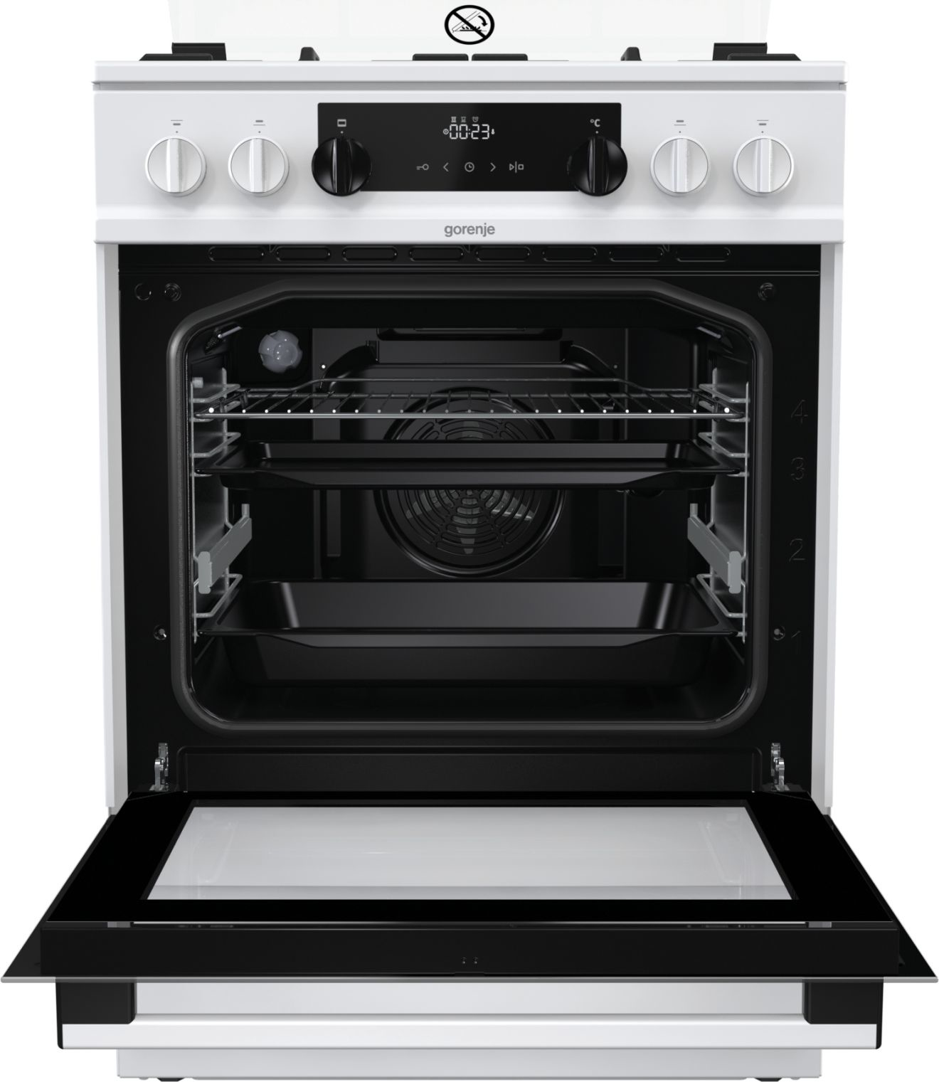 Gorenje K6351WF Freestanding cooker Electric Gas Black, White – image 3