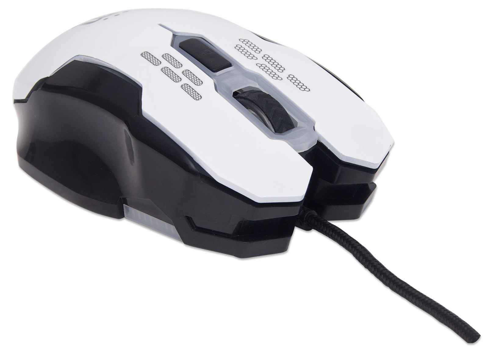 Manhattan Gaming USB Wired Mouse, White, Adjustable DPI (800, 1200, 1600 or 2400dpi), USB-A, Optical, LED lighting, Six Button with Scroll Wheel, Low friction b – image 5
