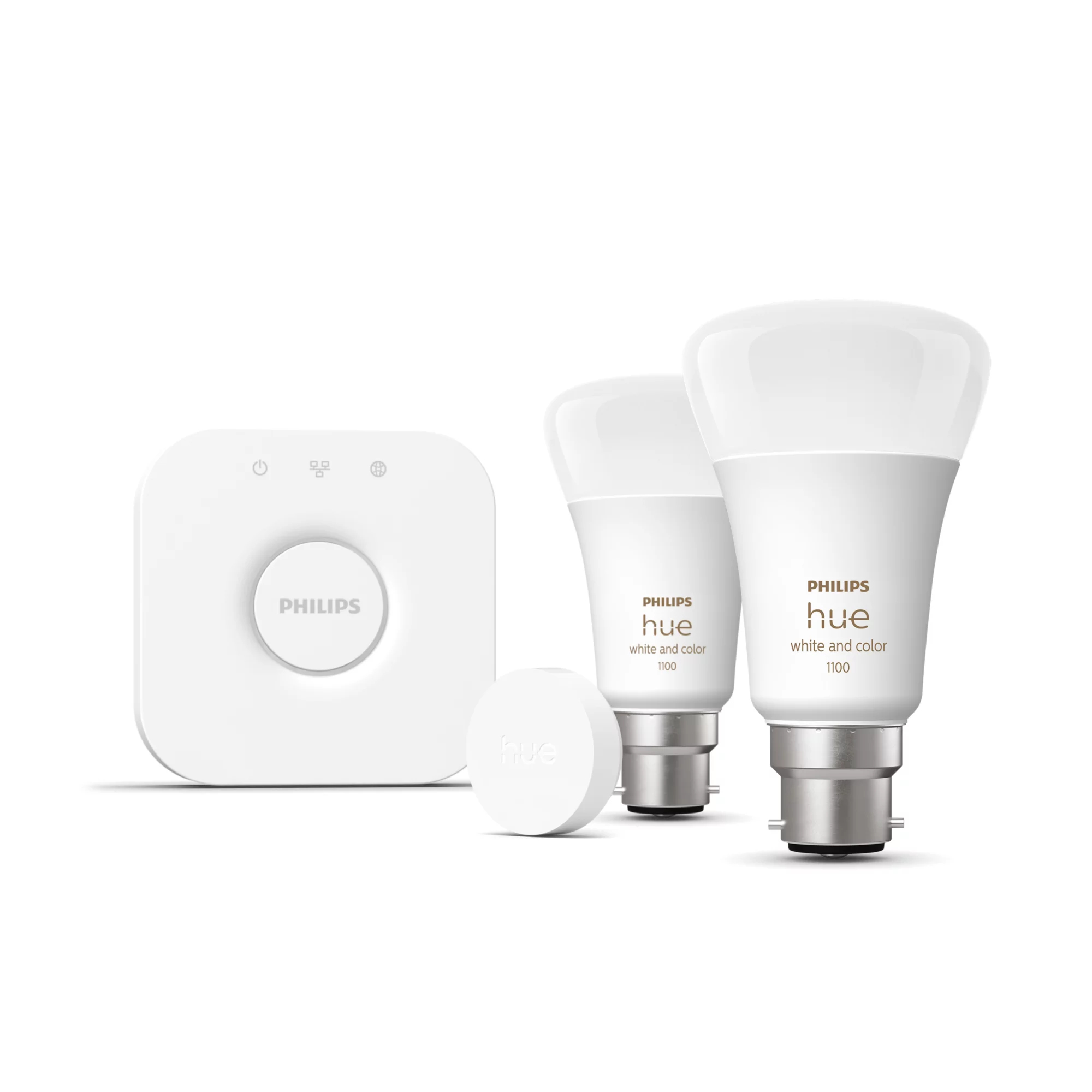 Philips by Signify Philips Hue White and colour ambience Starter kit: 2 B22 smart bulbs (1100) + smart button – image 2