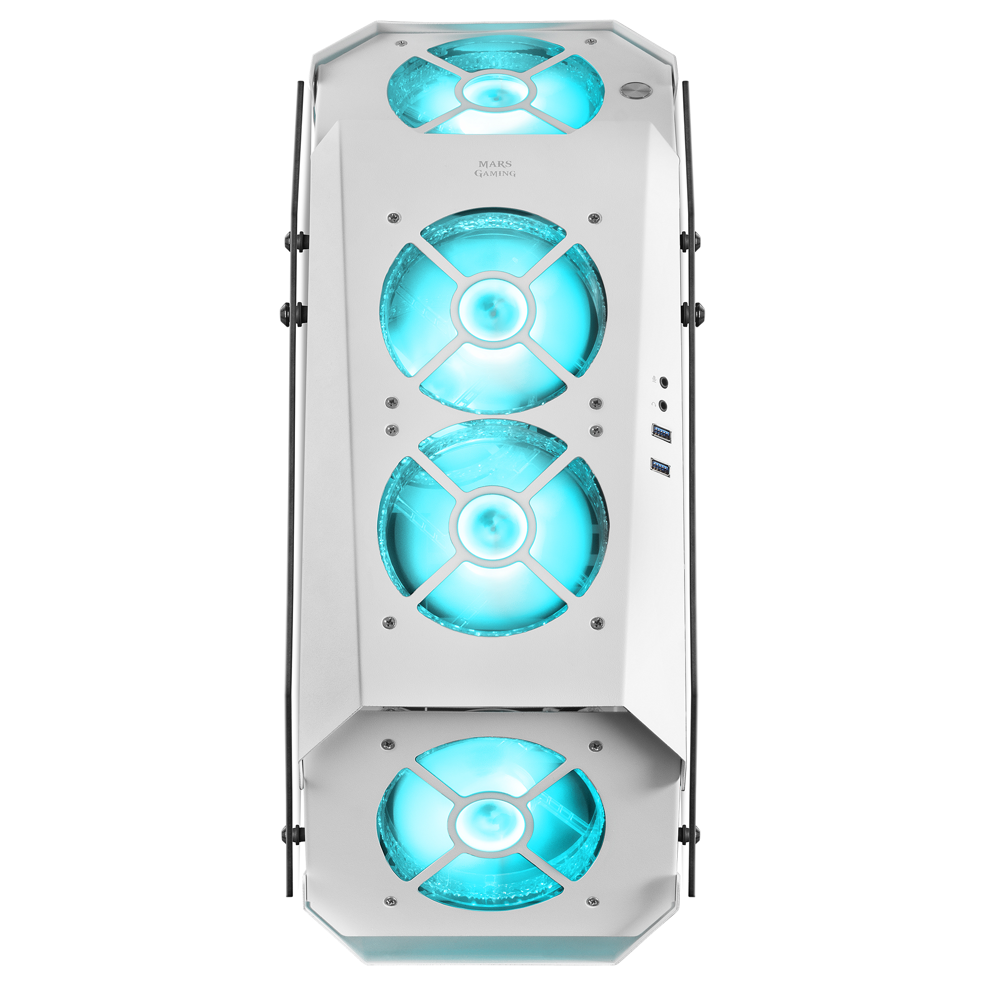 Mars Gaming MC51W White PC Gaming ATX Double Tempered Glass Case 5x RGB – image 8