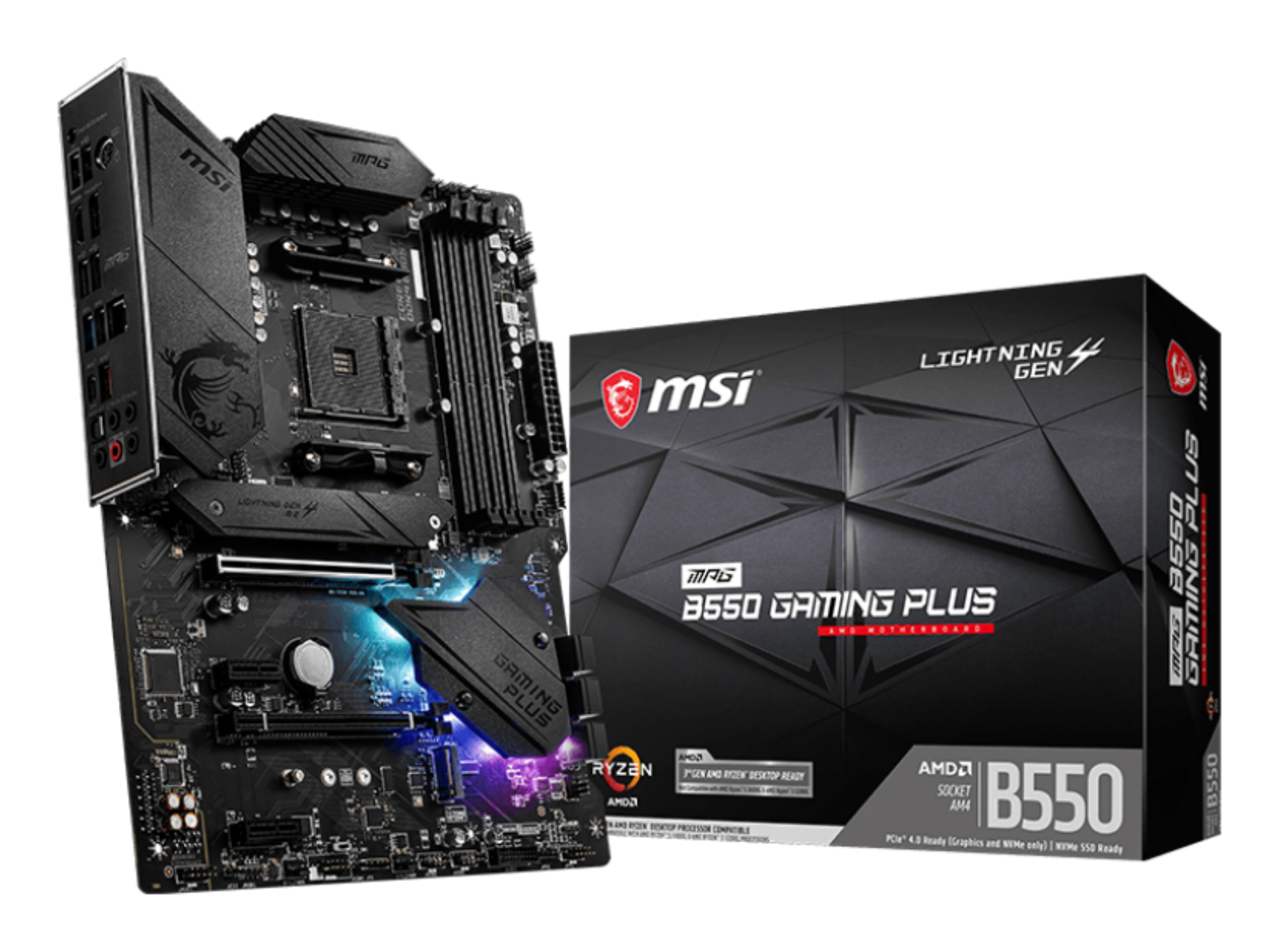 Tarjeta Madre MSI MPG B550 GAMING PLUS - Socket AM4 - 4x DDR4 - 1866/3200 MHz - HDMI - DisplayPort - M.2 - USB 2.0/3.2 - ATX - MPG B550 GAMING PLUS