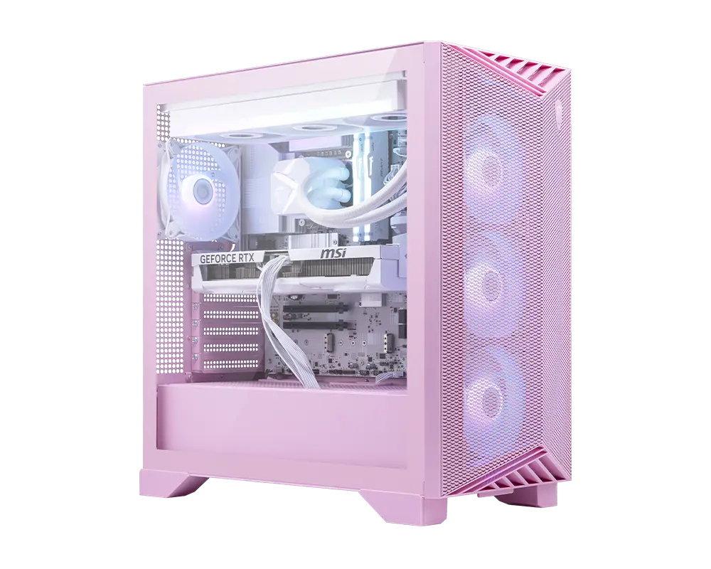 MSI Aegis ZS2 C9NVV-2255US AMD Ryzen™ 9 9900X 32 GB DDR5-SDRAM 2 TB SSD NVIDIA GeForce RTX 5080 Windows 11 Home Desktop PC Pink image 1