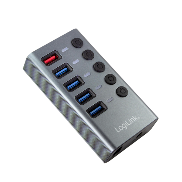 LogiLink UA0386 interface hub USB 3.2 Gen 1 (3.1 Gen 1) Type-B 5000 Mbit/s Grey – image 4