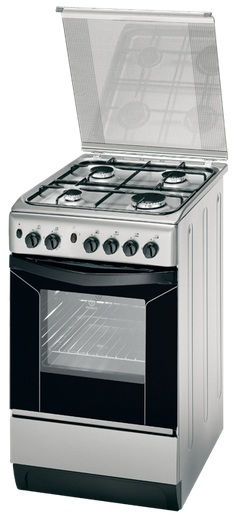 Indesit K1G21(X)/R cooker Freestanding cooker Natural gas Gas Black, Stainless steel