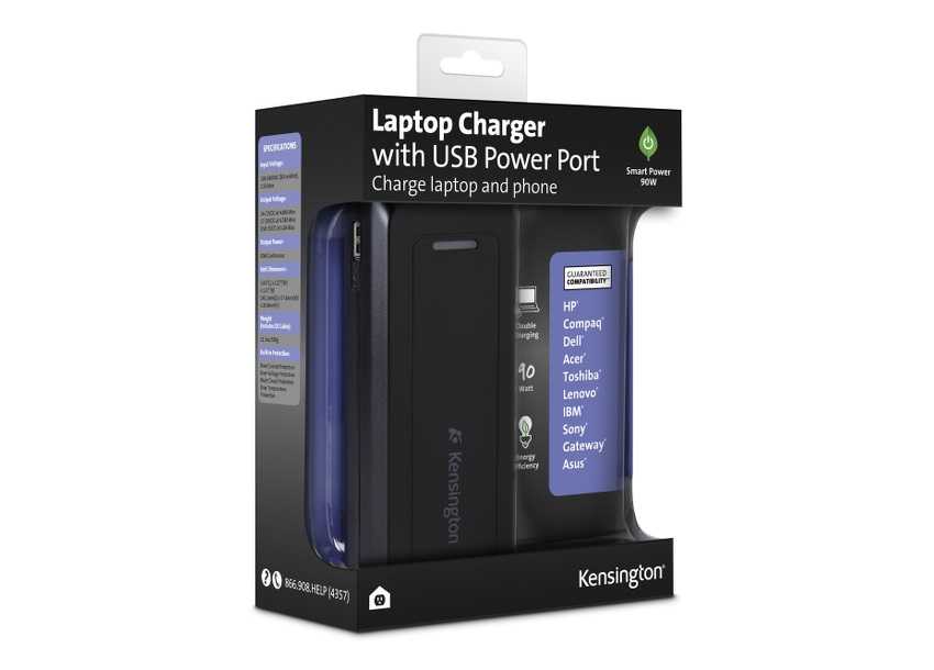 Kensington Wall Laptop Power Adapter with USB Power Port – image 3
