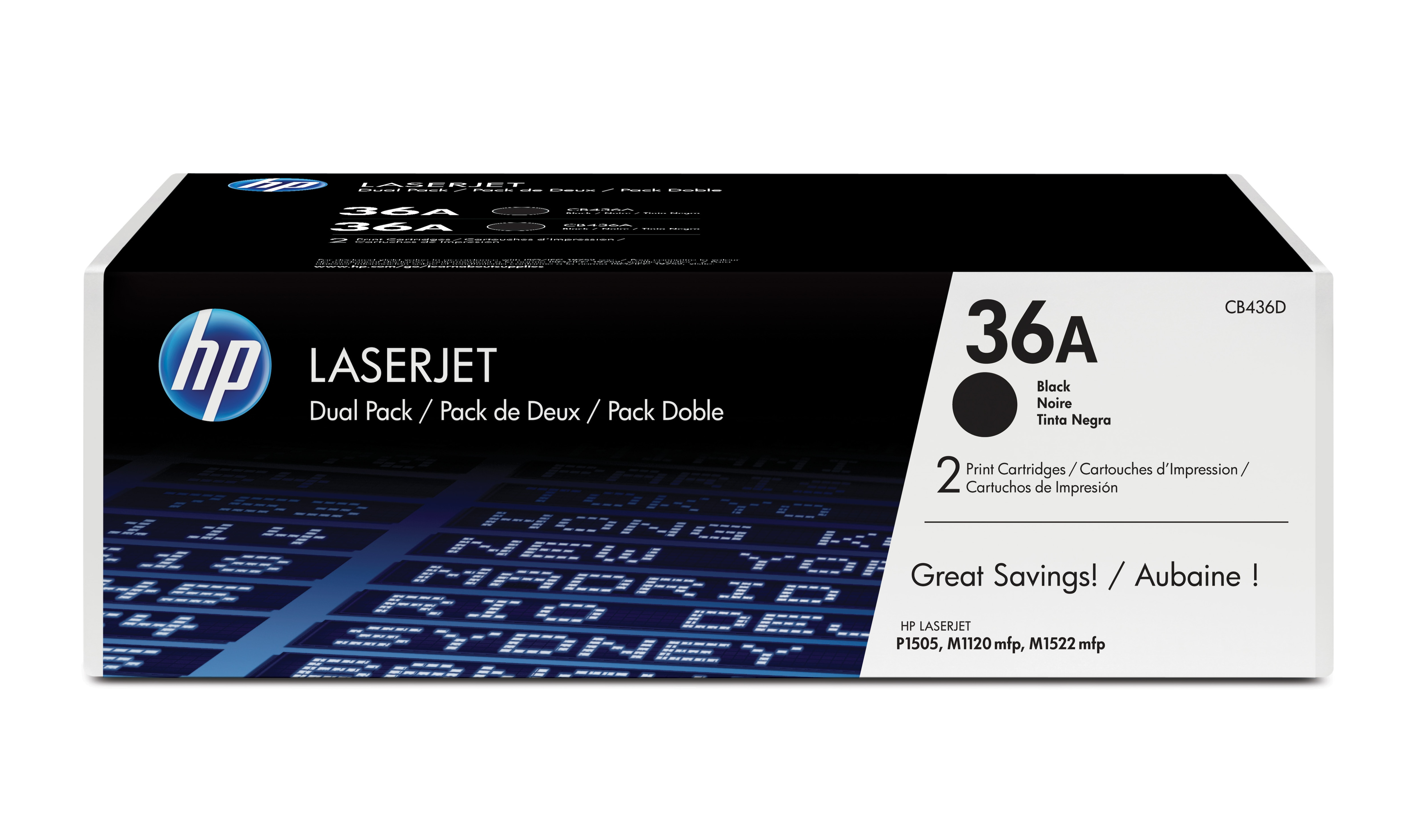 HP Confezione da 2 cartucce originali di Toner nero LaserJet 36A