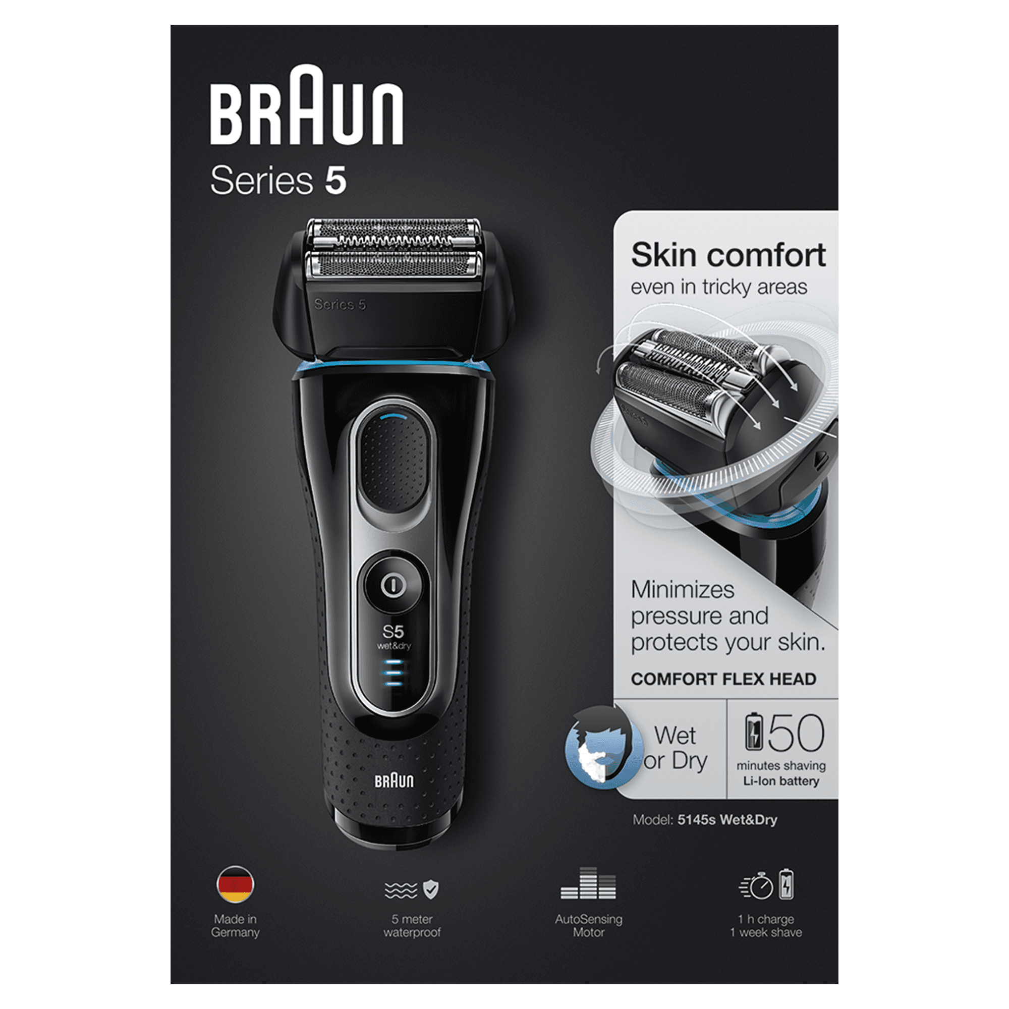 Braun 5145SWD Foil shaver Black, Blue, Chrome – image 3
