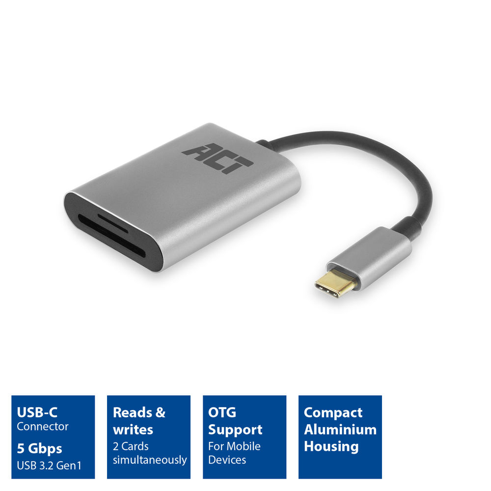 ACT AC7054 card reader USB 3.2 Gen 1 (3.1 Gen 1) Type-C Black, Silver – image 2