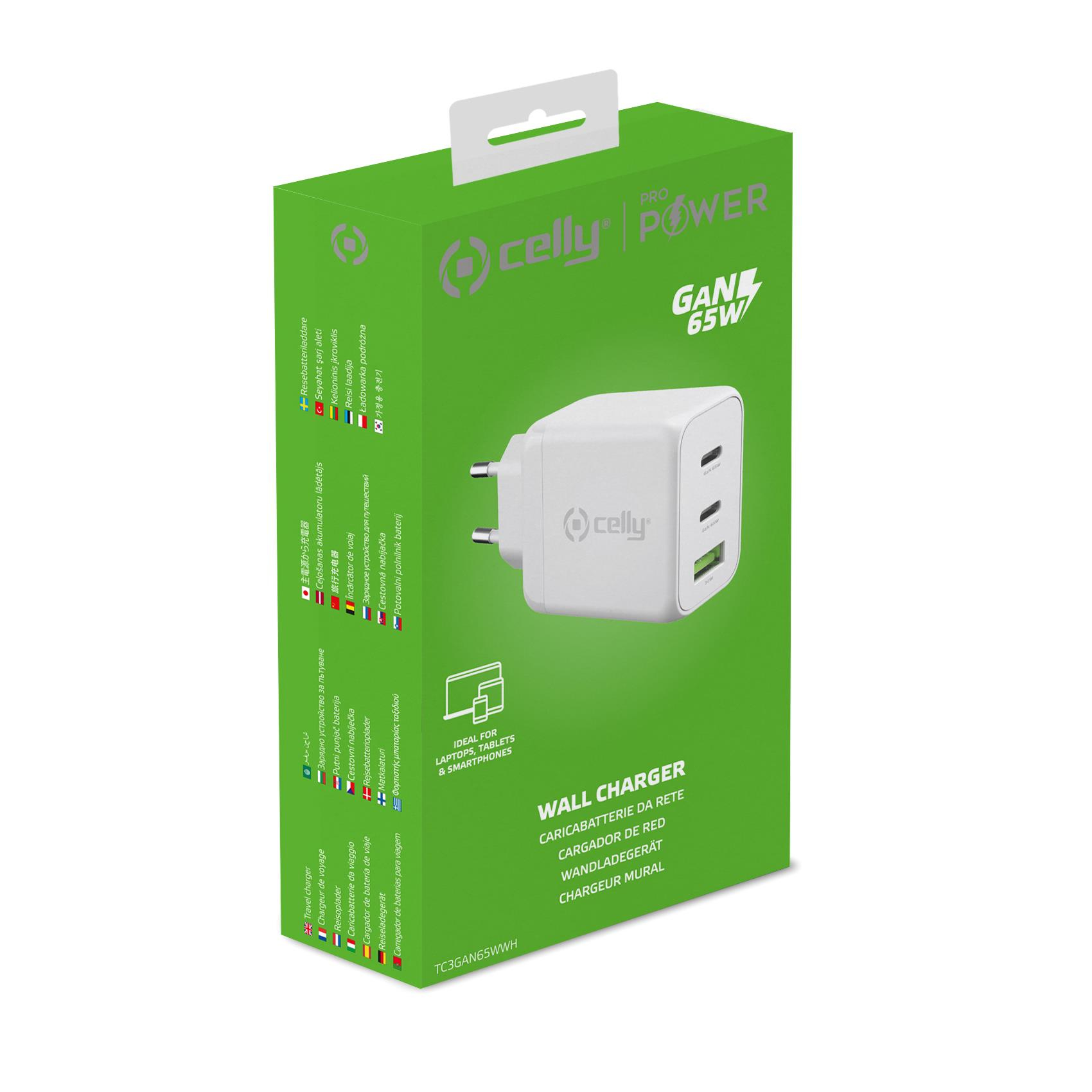 Celly TC3GAN65WWH mobile device charger Laptop, Smartphone, Tablet White AC Indoor – image 5