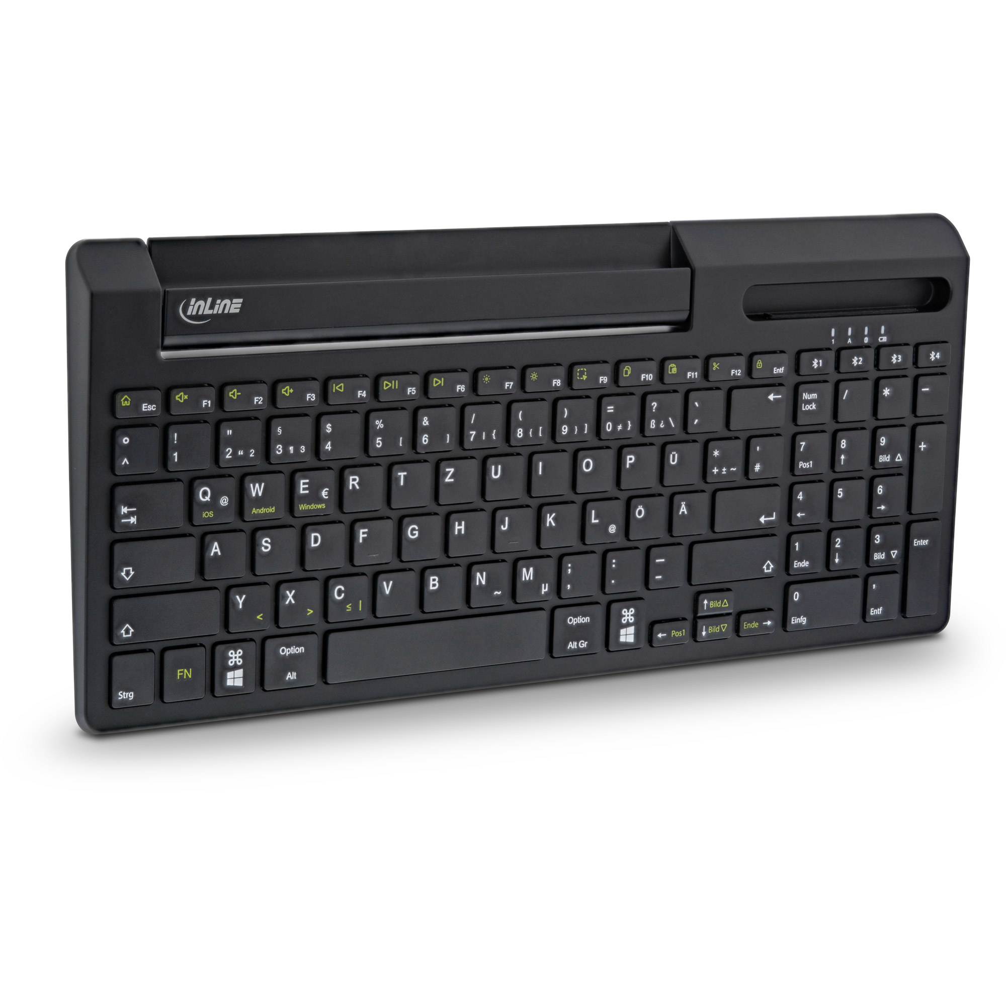 InLine Bluetooth Alu Keyboard with Number Pad, for 4 Bluetooth devices, black – image 3