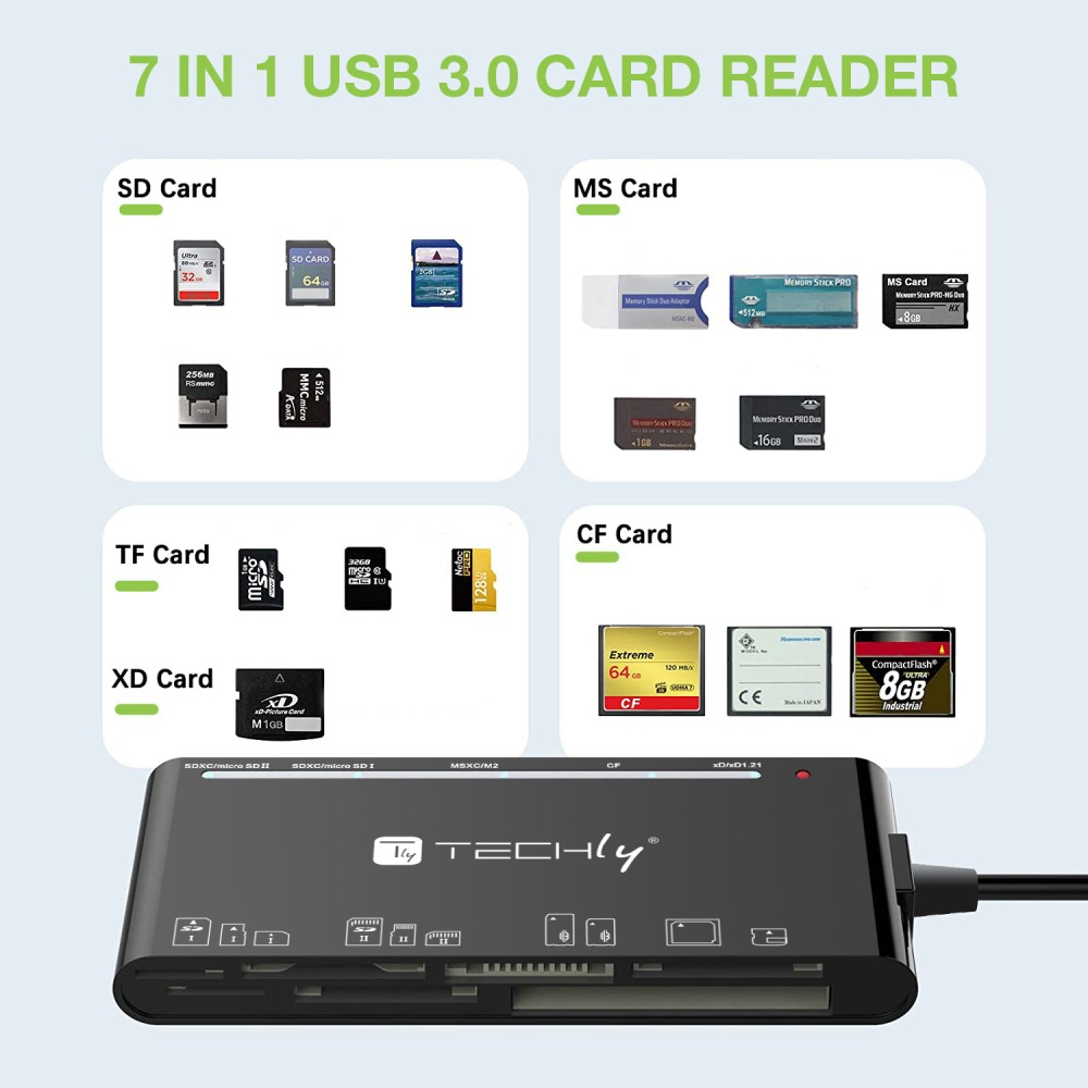 Techly IUSB-CARD-AC575 card reader USB 3.2 Gen 1 (3.1 Gen 1) Type-A/Type-C Black – image 4