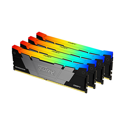 Kingston FURY Renegade RGB - DDR4 - kit - 32 GB: 4 x 8 GB - DIMM 288-pin - 3600 MT/s / PC4-28800 - CL16 - 1.35 V - unbuffered - non-ECC - black