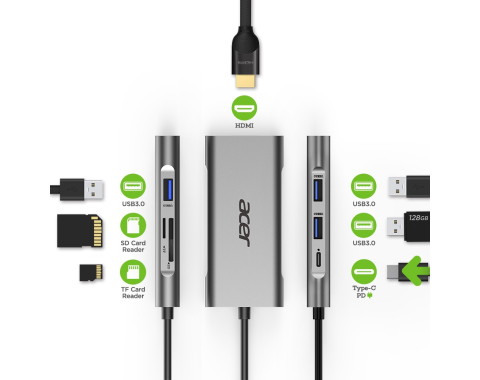 Acer HP.DSCAB.001 laptop dock/port replicator USB 3.2 Gen 1 (3.1 Gen 1) Type-C Silver – image 2