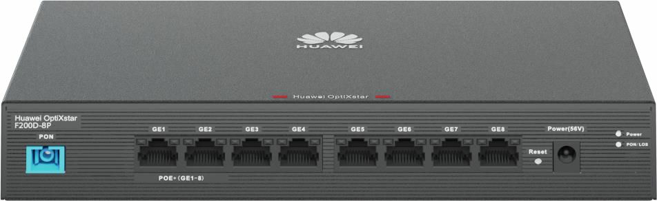 Switch Huawei OptiXstar F200D-8P - Gigabit Ethernet - 8 Puertos PoE - 1 Puerto GPON - Administración en la Nube - F200D-8P