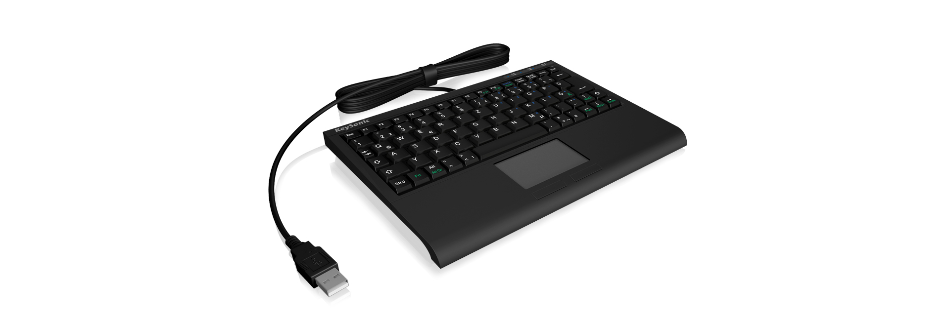 ICY BOX ACK-340U+ keyboard Universal USB QWERTZ German Black