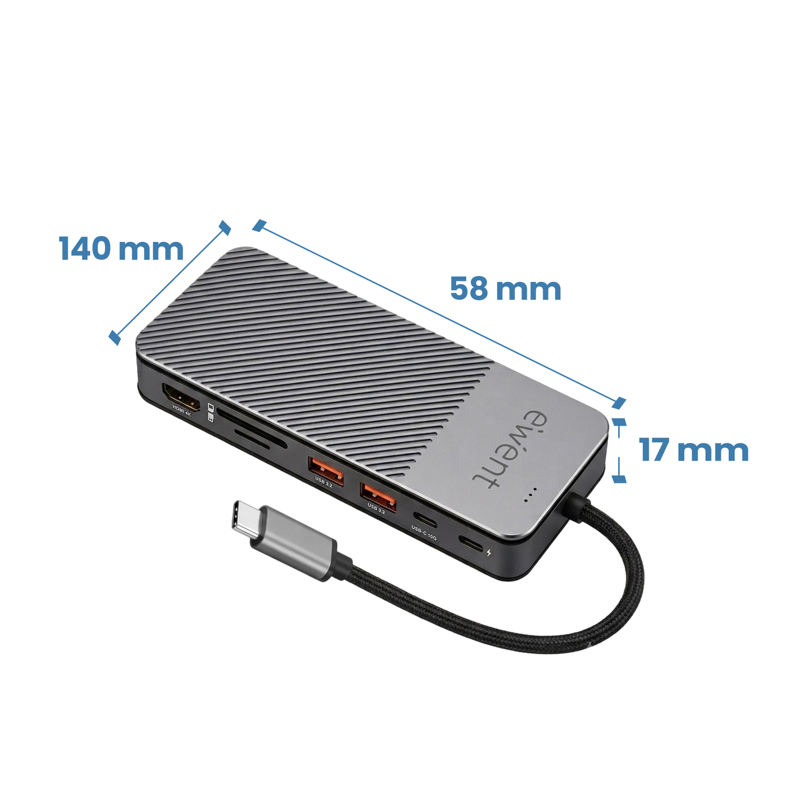 Ewent EW1156 laptop dock/port replicator Wired USB 3.2 Gen 1 (3.1 Gen 1) Type-C Aluminium – image 3