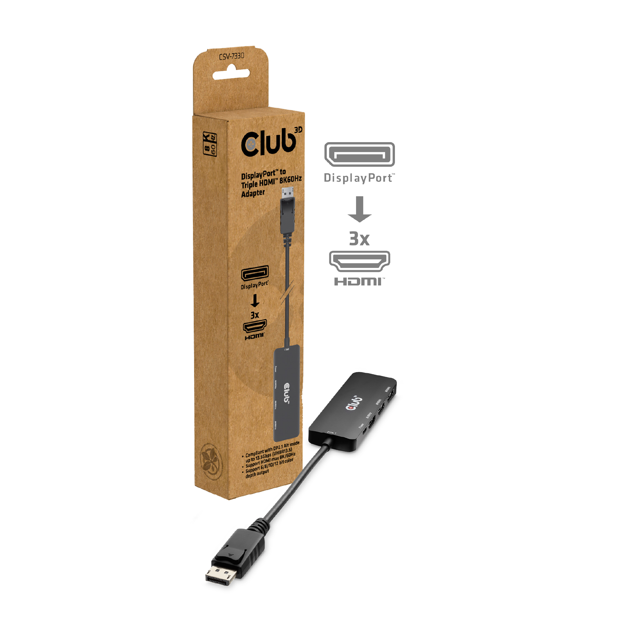 CLUB3D CSV-7330 hub di interfaccia DisplayPort