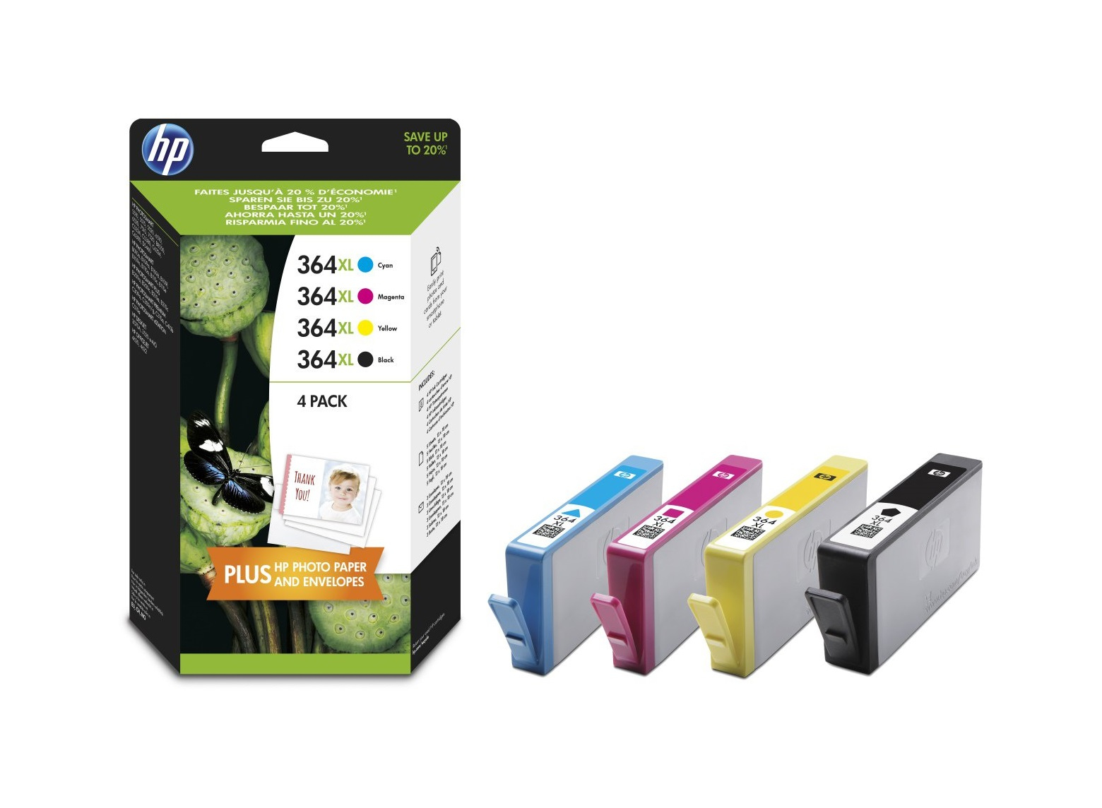 HP 364XL 4-pack High Yield Black/Cyan/Magenta/Yellow Original Ink Cartridges