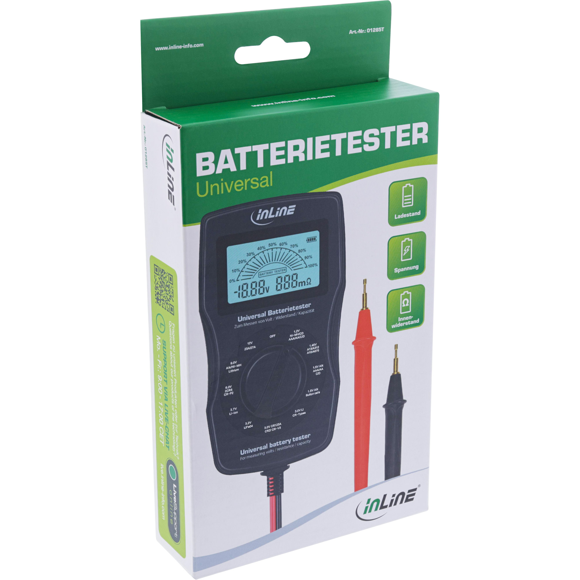Resim InLine Çok Fonksiyonlu Pil Test Cihazı LCD Ekranlı