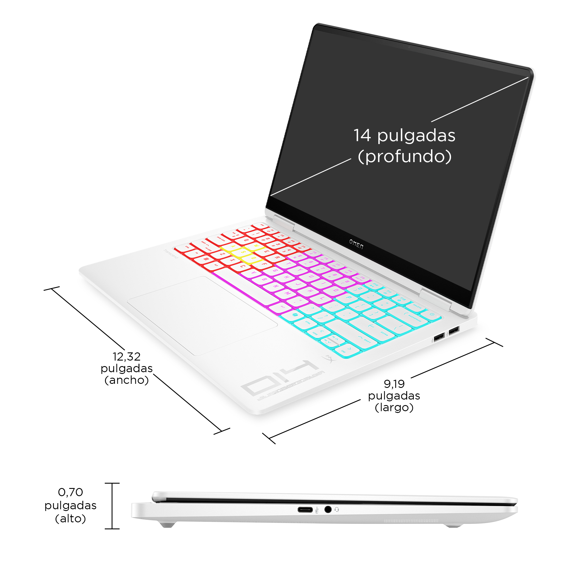 Portátil gaming - HP OMEN 14-FB1005NS, 14" 3K, Intel® Core™ Ultra 9-285H, 64 GB RAM, 1 TB SSD, GeForce RTX™ 5070, Sin sistema operativo, Blanco - imagen 8