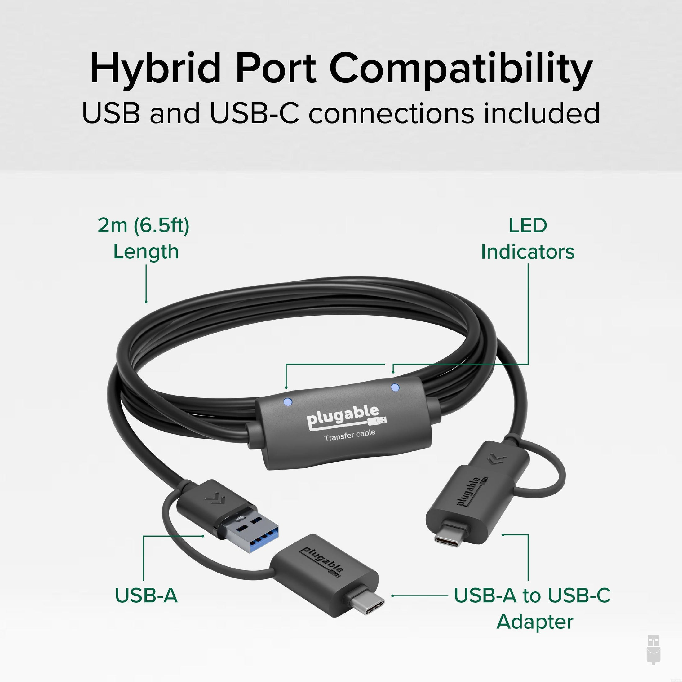 Resim Plugable Technologies USBC-TRAN USB A - USB A Kablosu, USB 3.2 Gen 1, 5 Gbit/s, 2m, Siyah