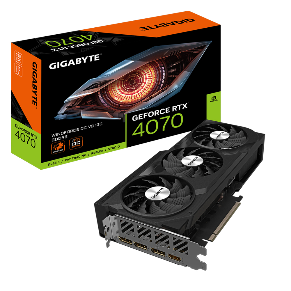 GIGABYTE GeForce RTX 4070 WINDFORCE OC V2 12G Scheda grafica 12GB GDDR6 192-bit PCI-E 4.0 2490MHz Frequenza del core 3 x Displa