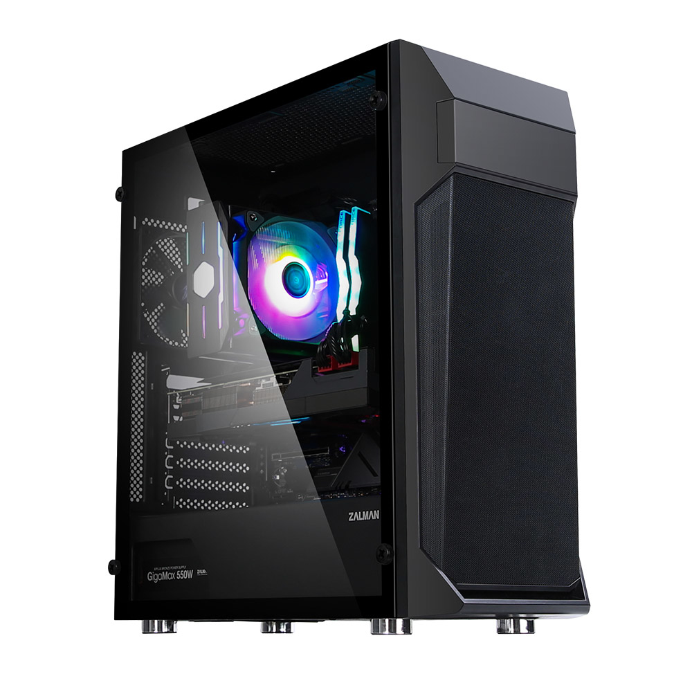 Zalman Z1 Plus ATX Mid Tower PC Case Pre-installed 2 x 120mm blue LED fan in front 1 – image 1