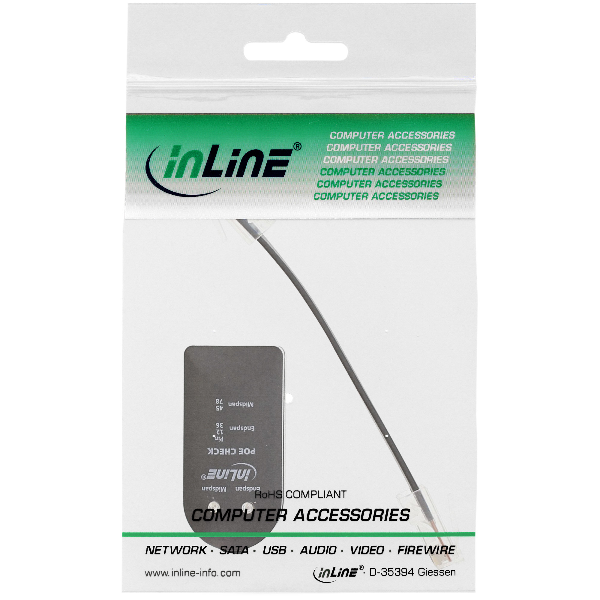Resim InLine PoE / PoE+ Test Cihazı, Siyah