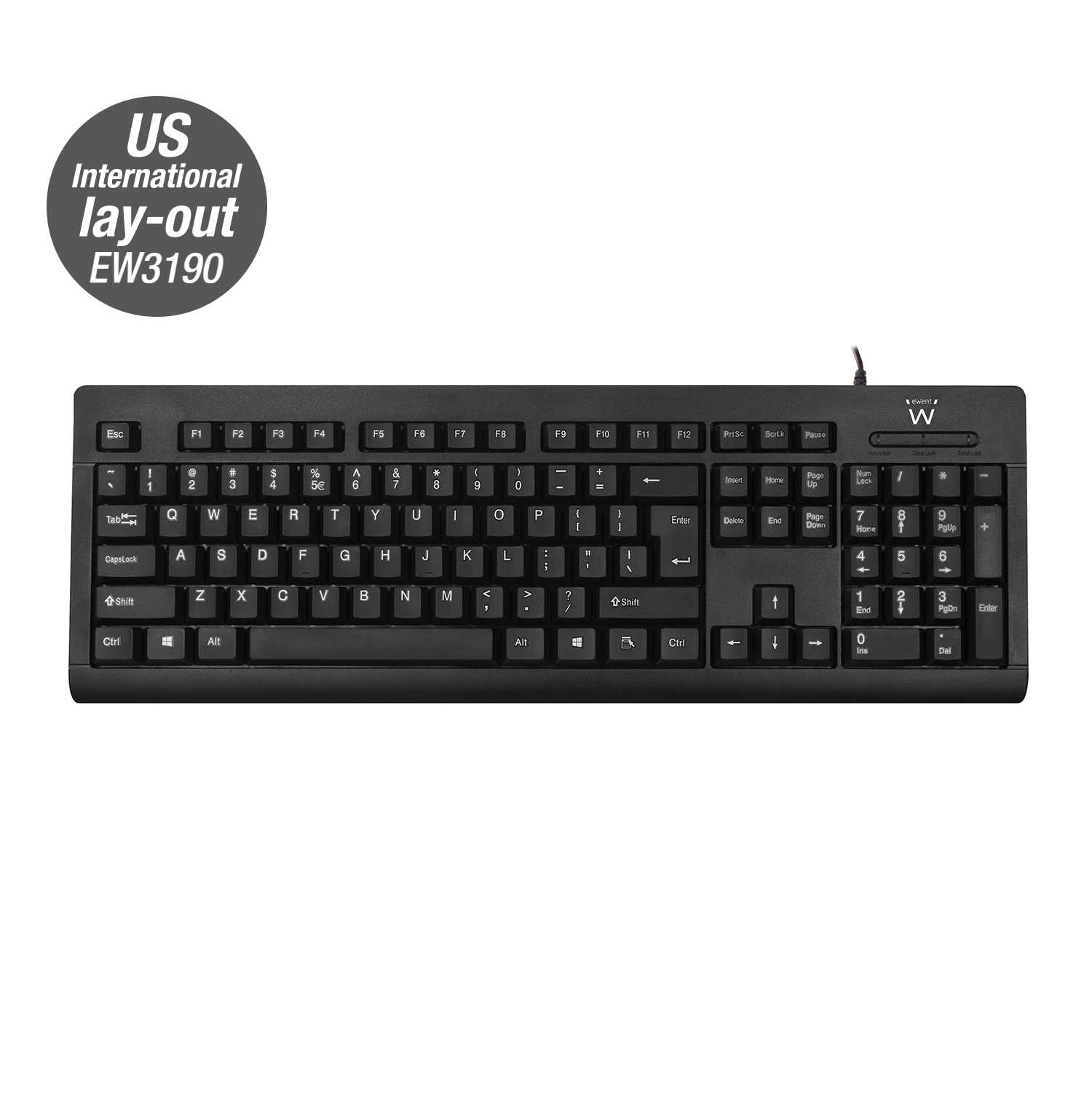 Ewent EW3190 keyboard Universal USB QWERTY US International Black – image 2