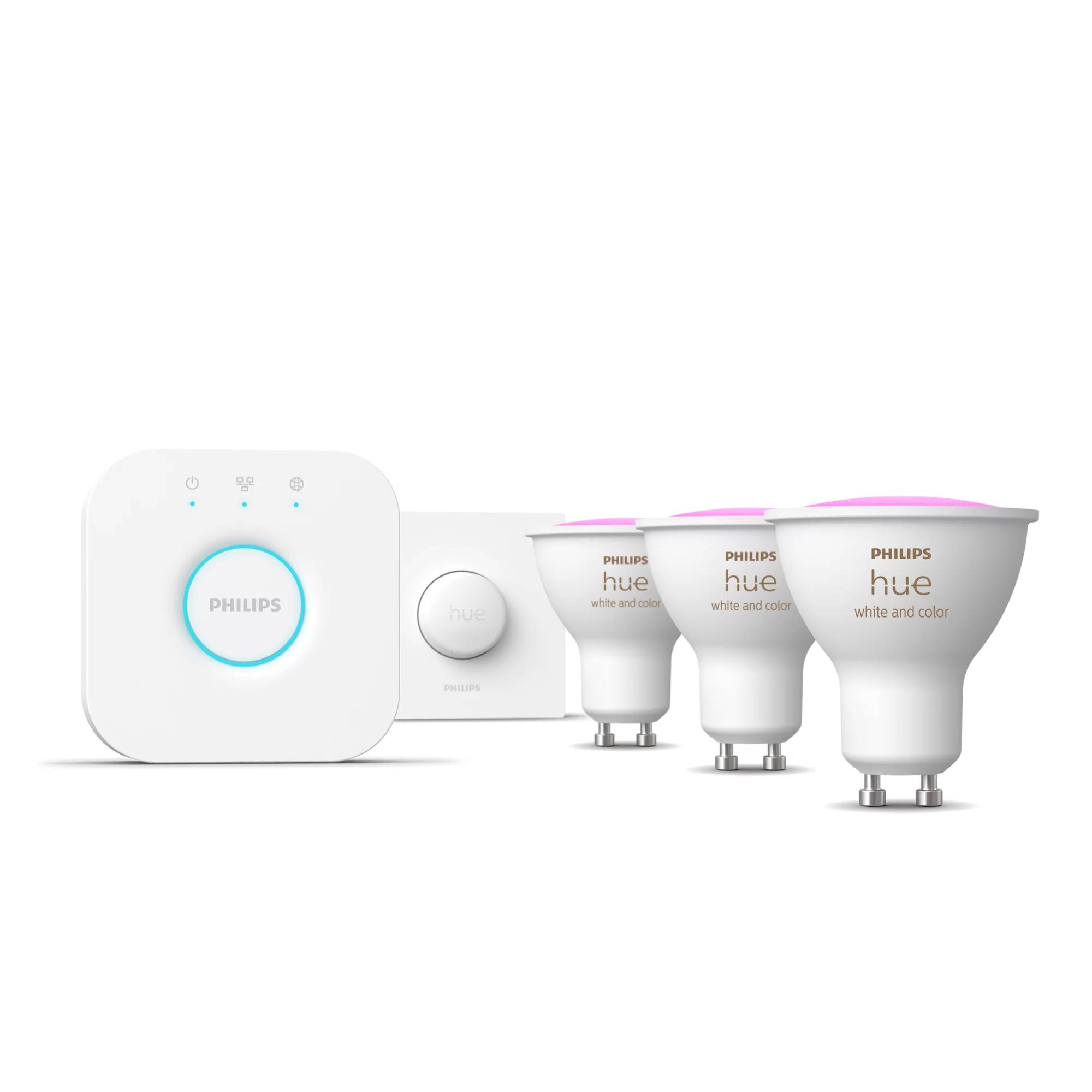 Philips by Signify Philips Hue White and colour ambience Starter kit: 3 GU10 smart spotlights + smart button