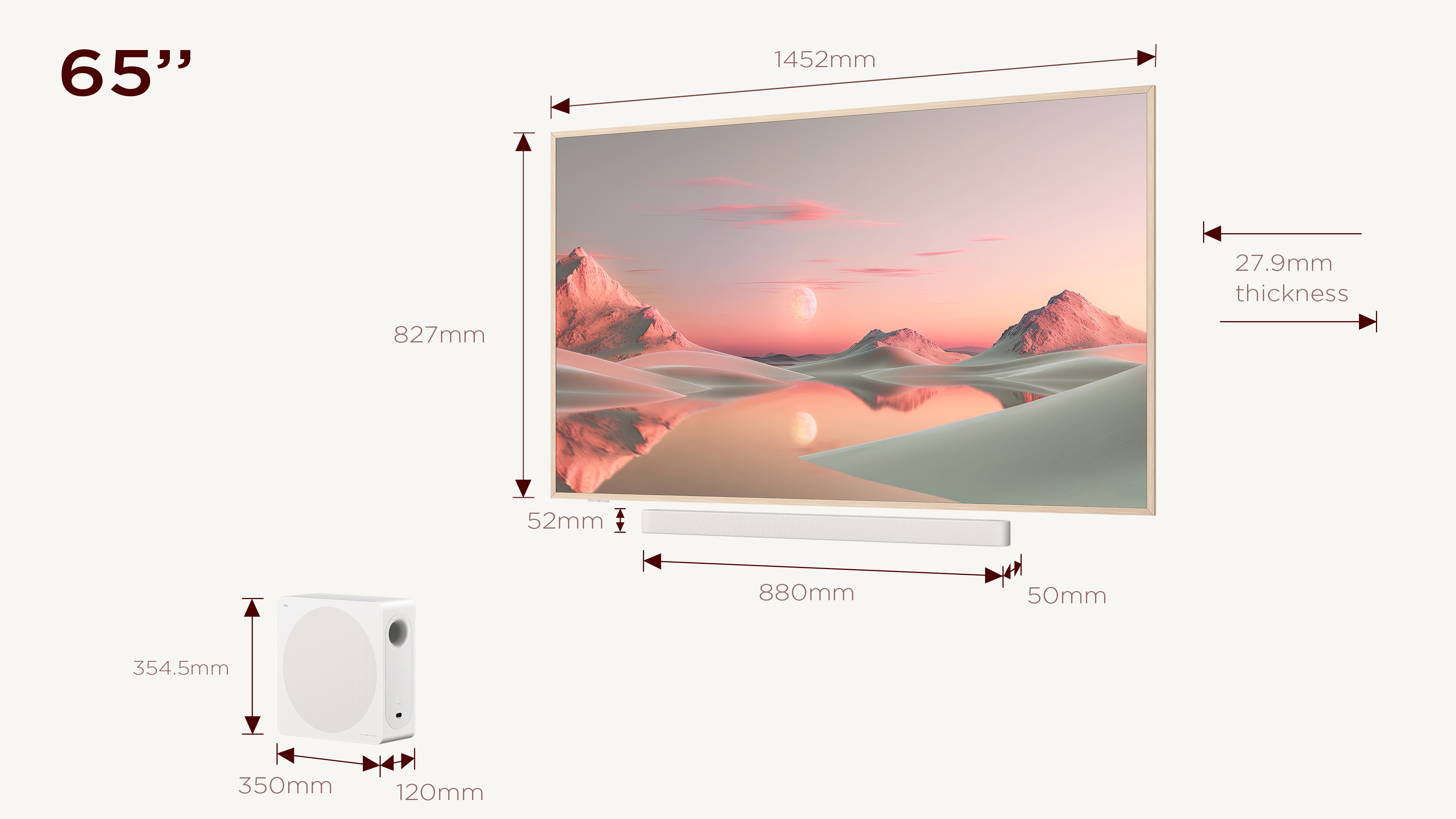 Pack TV QLED Pro TCL 65A300PRO NXTVISION 165 cm 4K UHD Aluminium brossé Barre de son 3.1.2ch avec caisson de basses — photo 4